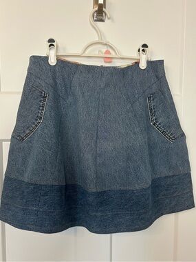 Preloved Kirby Denim Reclaimed A-Line Skirt Sz M Waist 30 Pockets